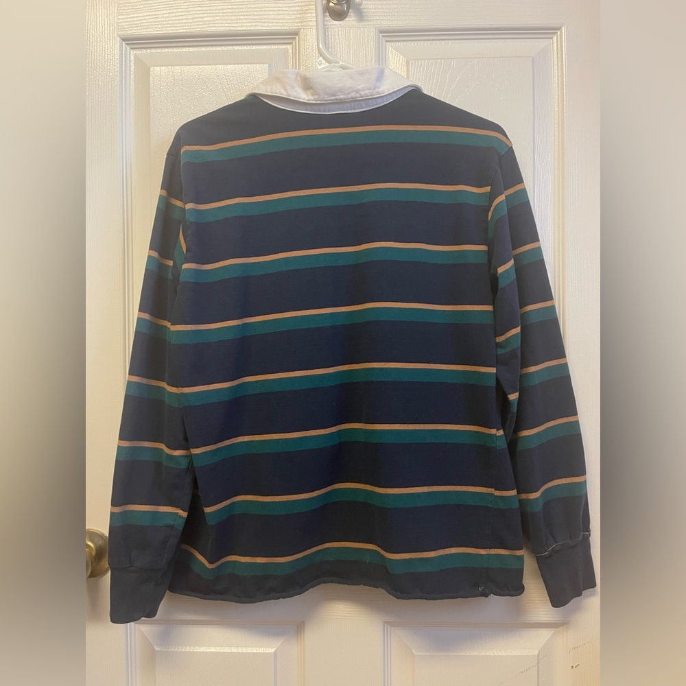 wild fable Navy Rugby-Style Polo with Green & Tan Stripes - Picture 2 of 5